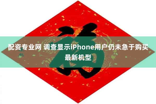 配资专业网 调查显示iPhone用户仍未急于购买最新机型