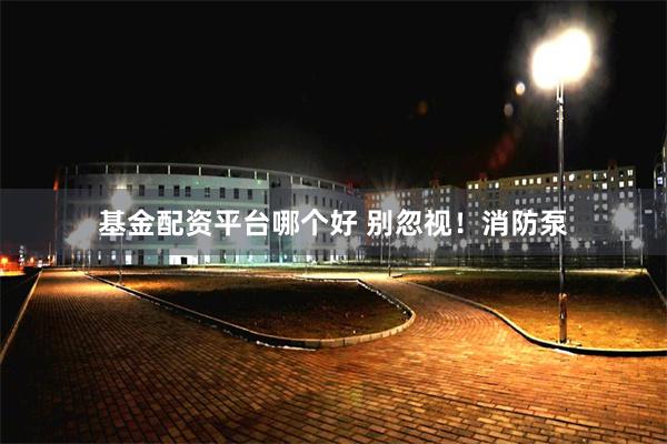基金配资平台哪个好 别忽视！消防泵