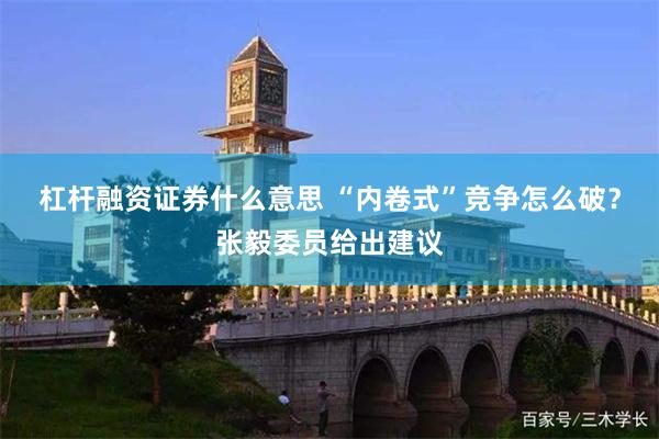 杠杆融资证券什么意思 “内卷式”竞争怎么破？张毅委员给出建议