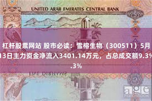 杠杆股票网站 股市必读：雪榕生物（300511）5月13日主力资金净流入3401.14万元，占总成交额9.3%
