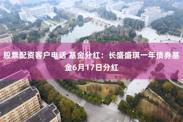 股票配资客户电话 基金分红：长盛盛琪一年债券基金6月17日分红